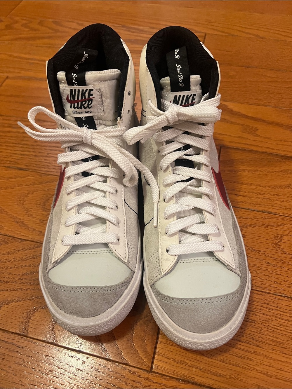 Nike Blazer Mid Vintage White, Gray & Red High-Top Sneakers Size 5Y